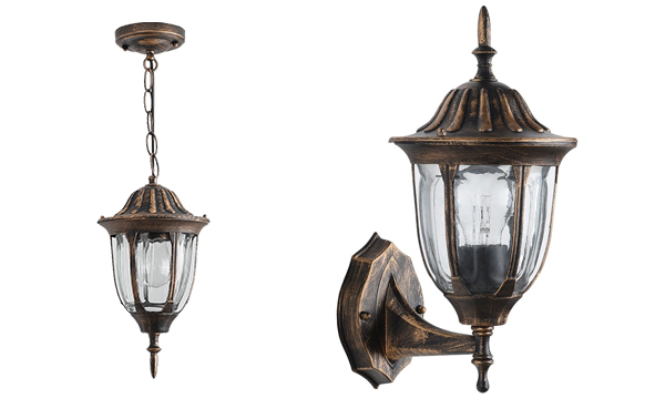 Садово-парковые светильники Белладжо черное золото шестигранные