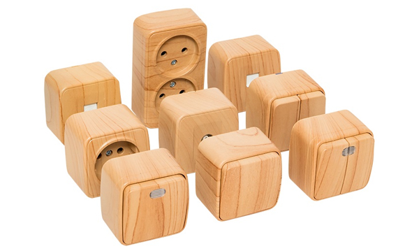 Розетки и выключатели Минск EKF IP20 светлое дерево открытой установки