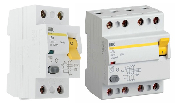 УЗО двухполюсные и четырехполюсные ВД1-63 тип A 4,5кА IEK