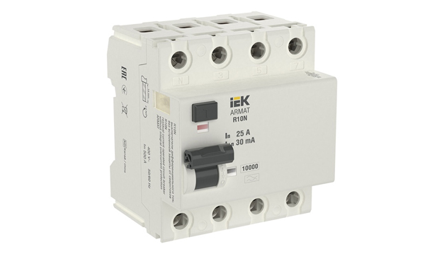 УЗО четырехполюсные ARMAT R10N типа А и A-S 10кА IEK