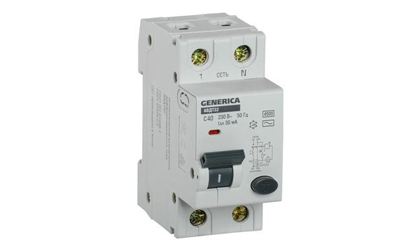 Дифференциальные автоматы двухполюсные GENERICA АВДТ32 тип АС IEK