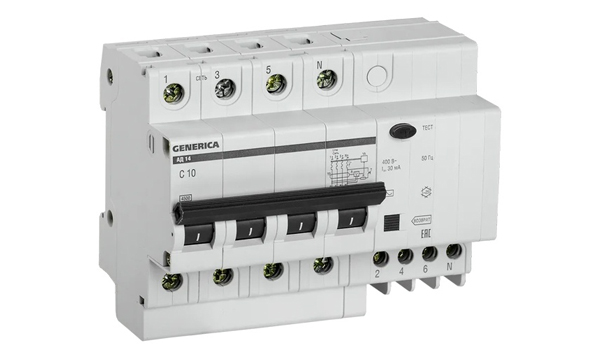 Дифференциальные автоматы четырехполюсные GENERICA АД14 тип АС IEK