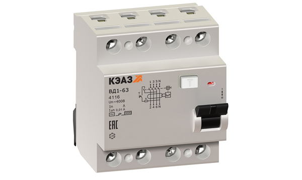 УЗО четырехполюсные ВД1-63 тип А/AC КЭАЗ