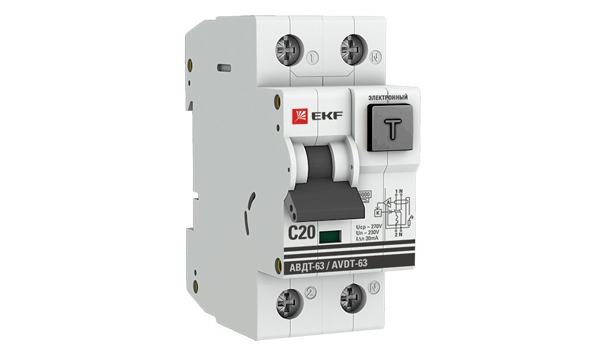 Дифференциальные автоматы двухполюсные АВДТ63 тип А  электронные PROxima EKF