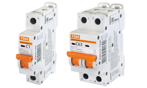 Автоматические выключатели постоянного тока ВА47-60DC 6кА тип С TDM Electric