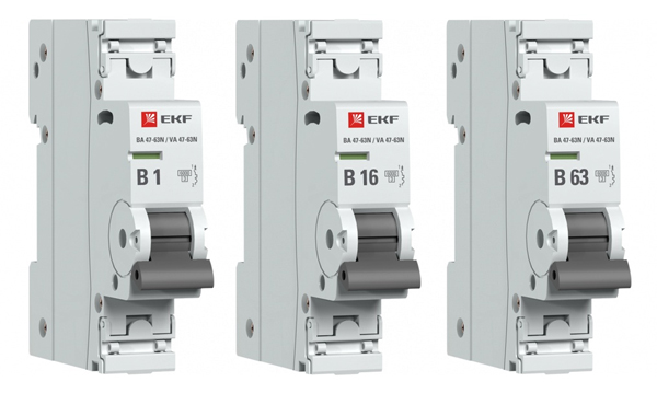 Автоматические выключатели ВА47-63N с характеристикой B (до 63A) 6kA PROxima EKF