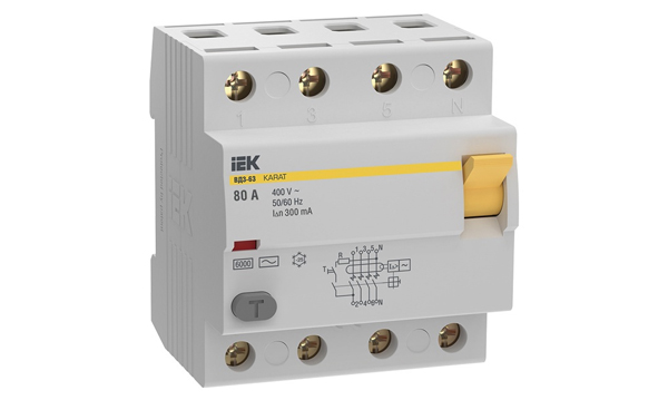 УЗО четырехполюсные KARAT ВД3-63 тип AC IEK
