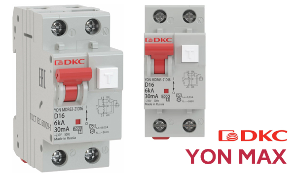 Дифференциальные автоматы двухполюсные YON MDR63N тип А DKC