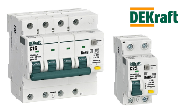 Дифференциальные автоматы ДИФ-103 New 6кА DEKraft характеристика С тип AC