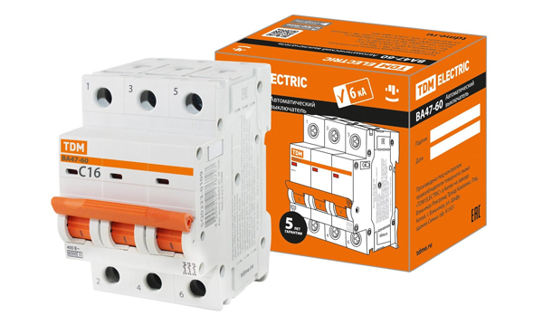 Автоматические выключатели ВА47-60 6кА характеристика C TDM Electric