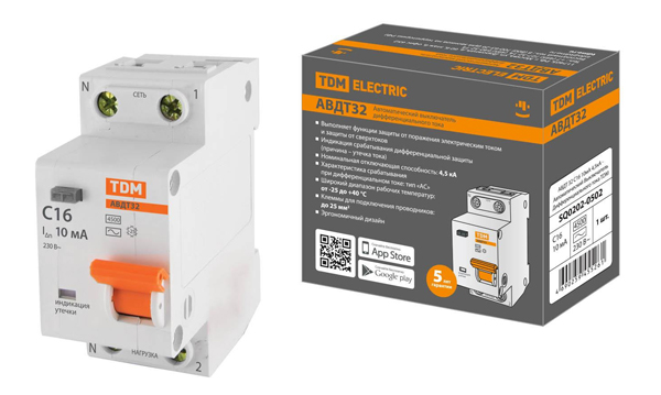 Дифавтоматы, автоматические выключатели дифференциального тока, АВДТ TDM Electric