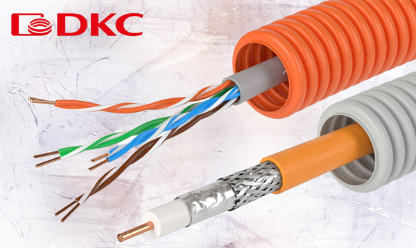 Гофрированная труба с кабелем информационным SAT и UTP (Электротруба)